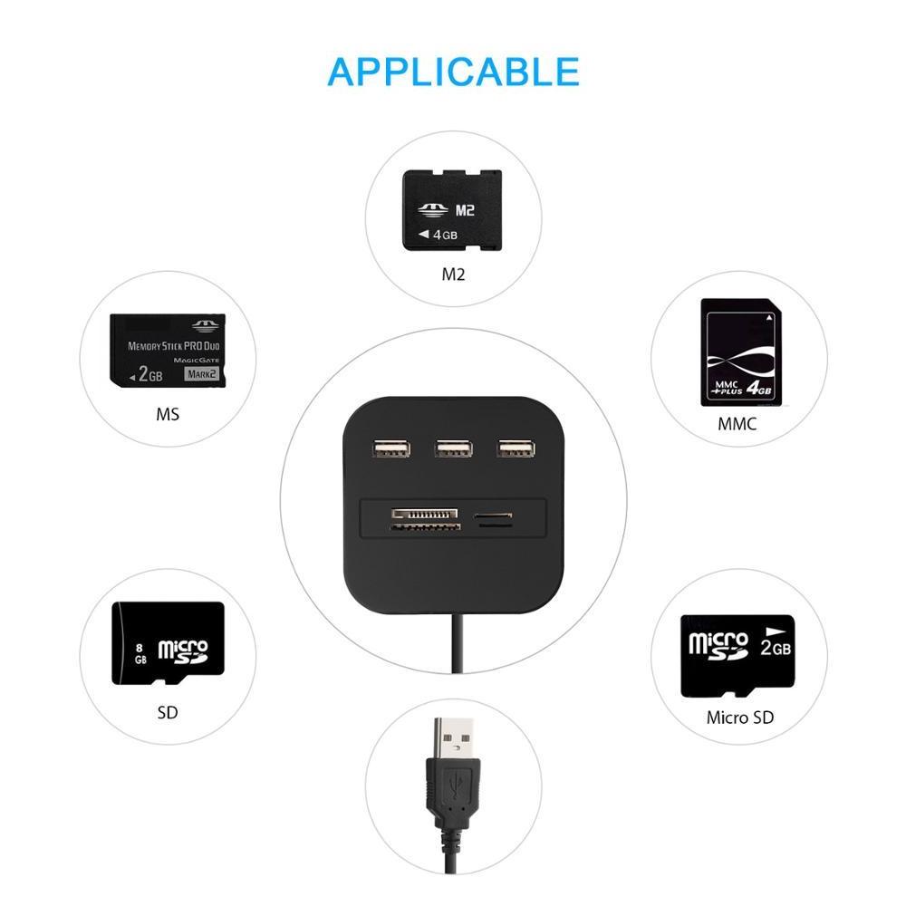 New model multifunctional OTG USB hub 2.0 3 ports card reader