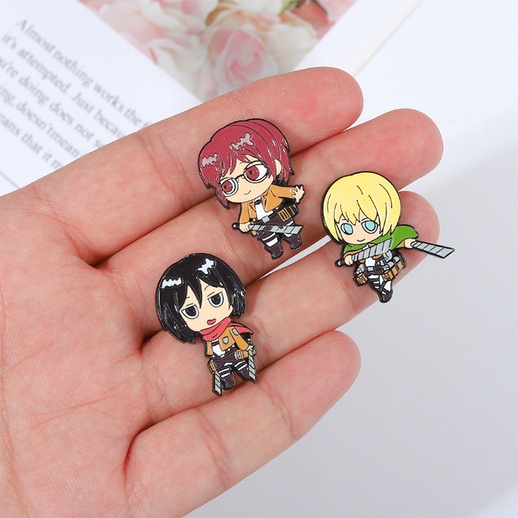 Wholesale cheap metal plated anime badge cute cartoon lapel custom soft enamel pins