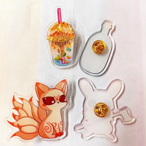 Manufacturer custom made pin badge cute animal shape cartoon printed logo acrylic pins