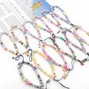 Factory spot European and American cross-border ins acrylic handmade DIY mobile phone lanyard pendant beaded mobile phone chain