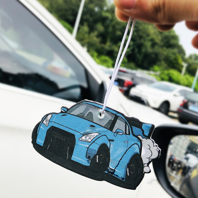 Promotional long last smells printing logo hanging paper freshener custom cars design cotton absorbent paper air freshener