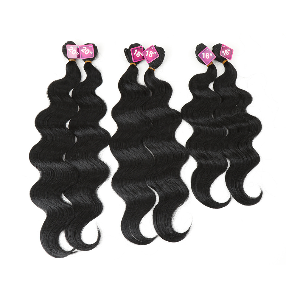 Synthetic Hair 16-20 inches 7 Pieces Black Blonde Weaving body wave bundles 6 Bundles With Closure Lace For Black Women