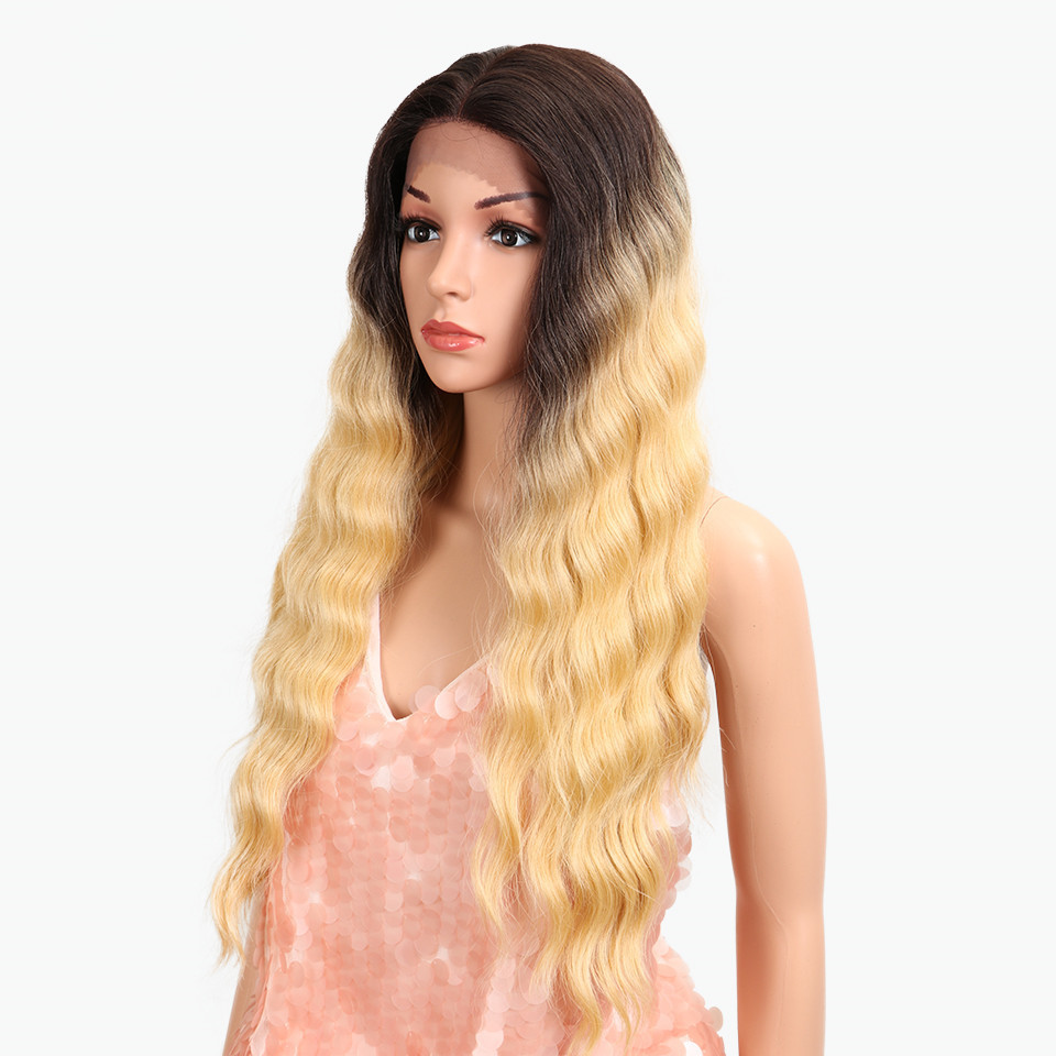 Popular ombre wholesale wave hair synthetic wig American 613 colored bohemian hair synthetic hair wigs