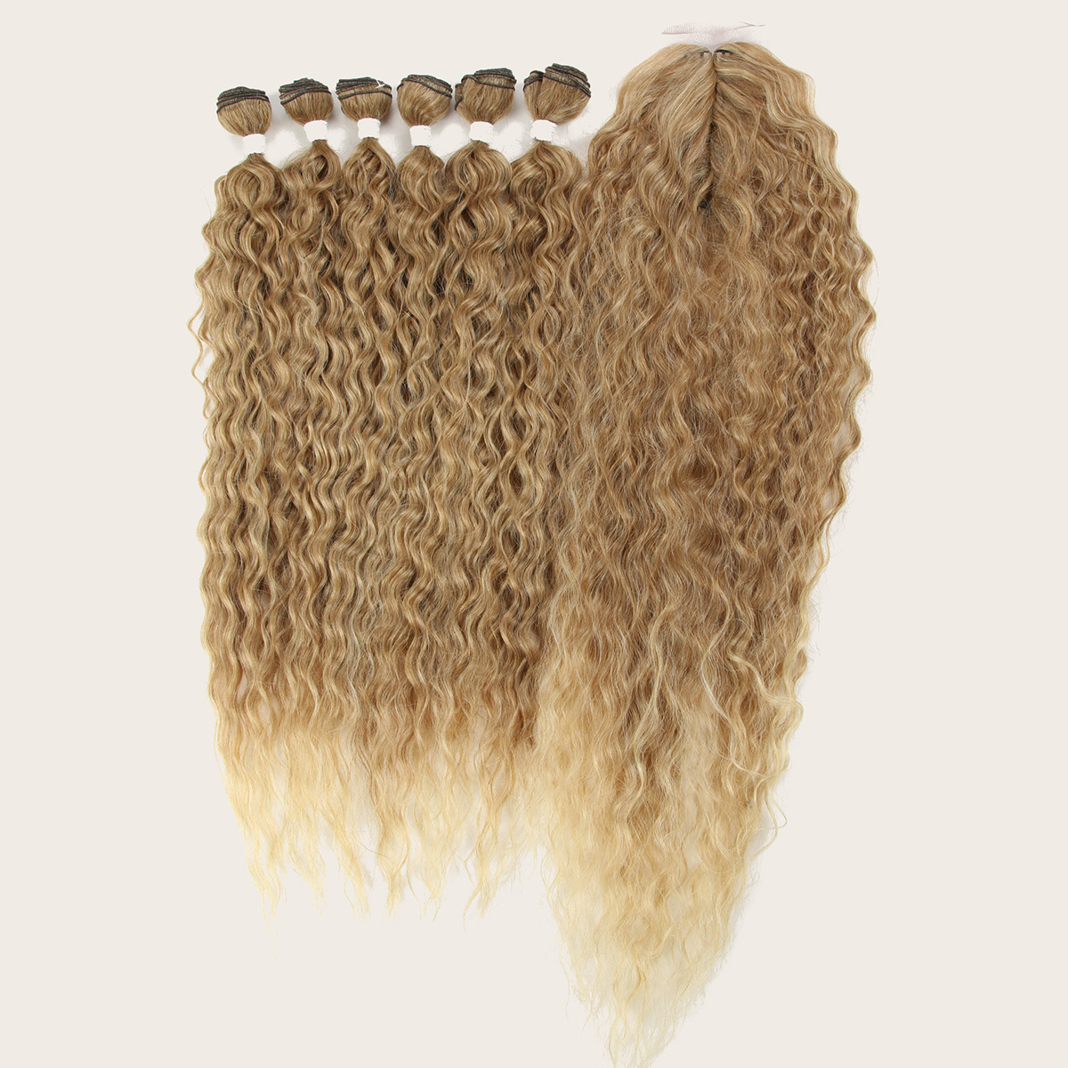 Rebecca High quality premium fiber body wave ombre blonde bundles rattan weaving material pictures synthetic weave hair packs