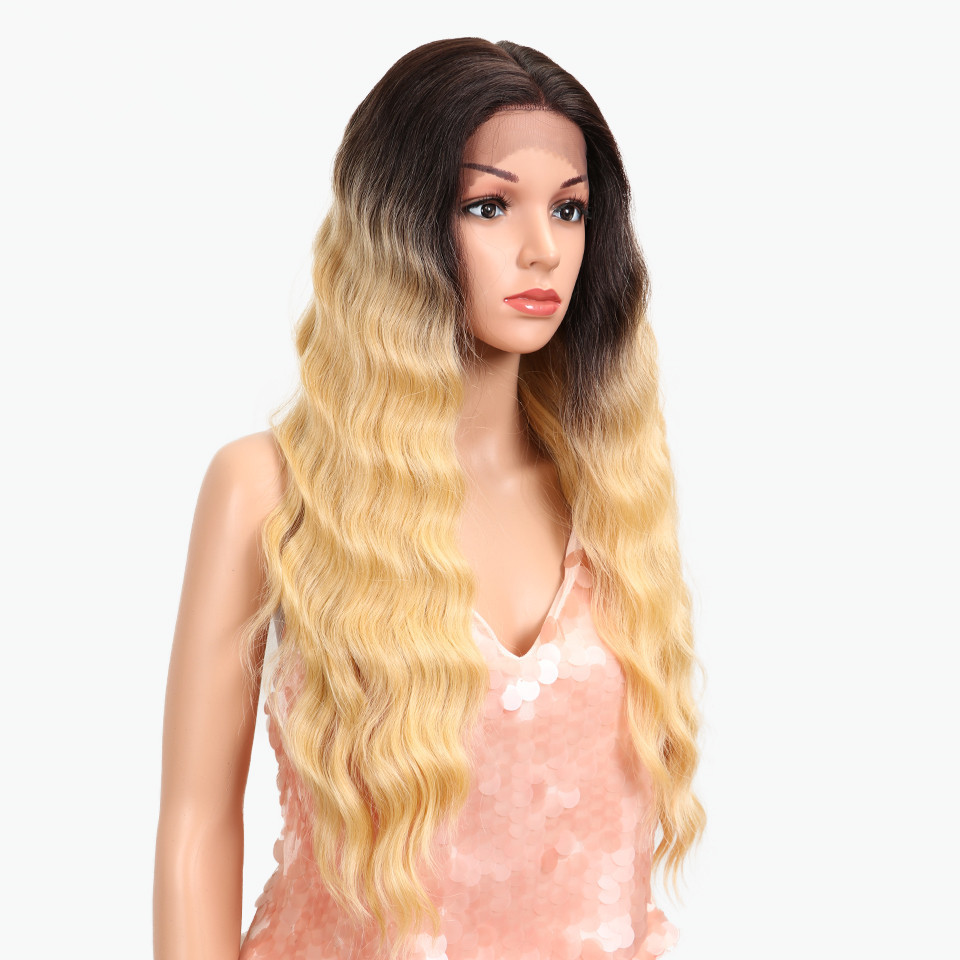 Popular ombre wholesale wave hair synthetic wig American 613 colored bohemian hair synthetic hair wigs