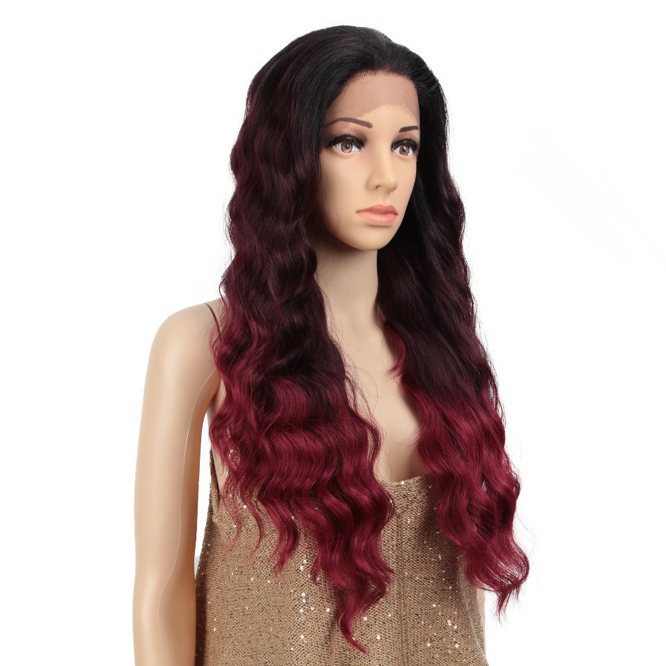 ombre color Long synthetic wig for black women lace frontal wig synthetic hair mix colored synthetic hair wigs