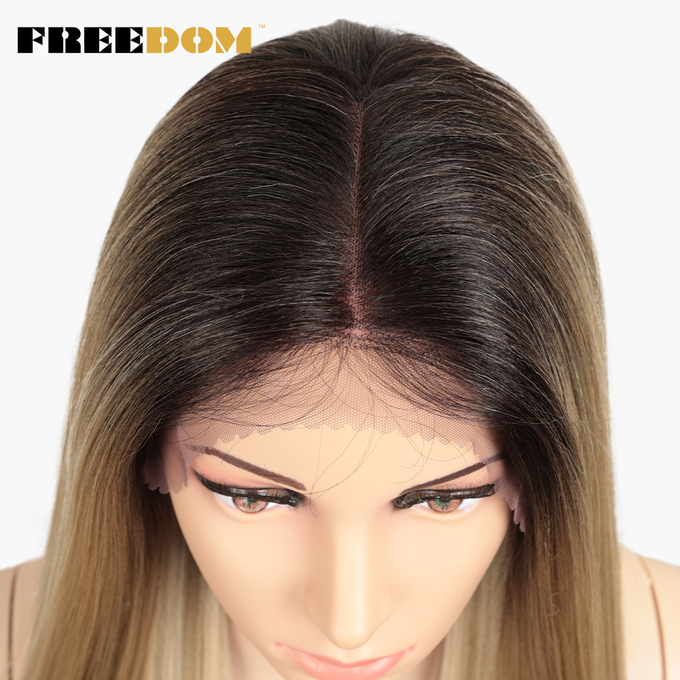 Freedom 613 High Quality Straight Hair Wig for Black Women High Temperature Ombre Color Hair Synthetic Hair Wig Blonde 613 Etc