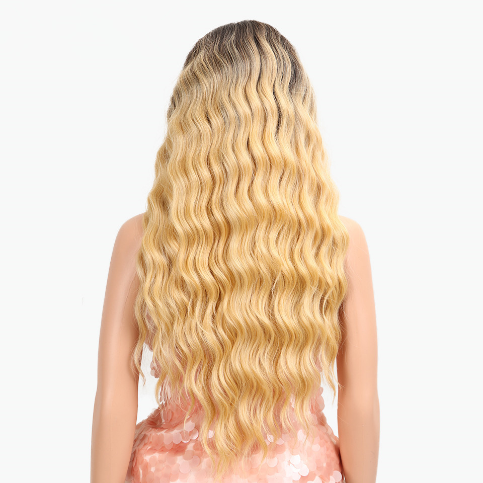 Popular ombre wholesale wave hair synthetic wig American 613 colored bohemian hair synthetic hair wigs