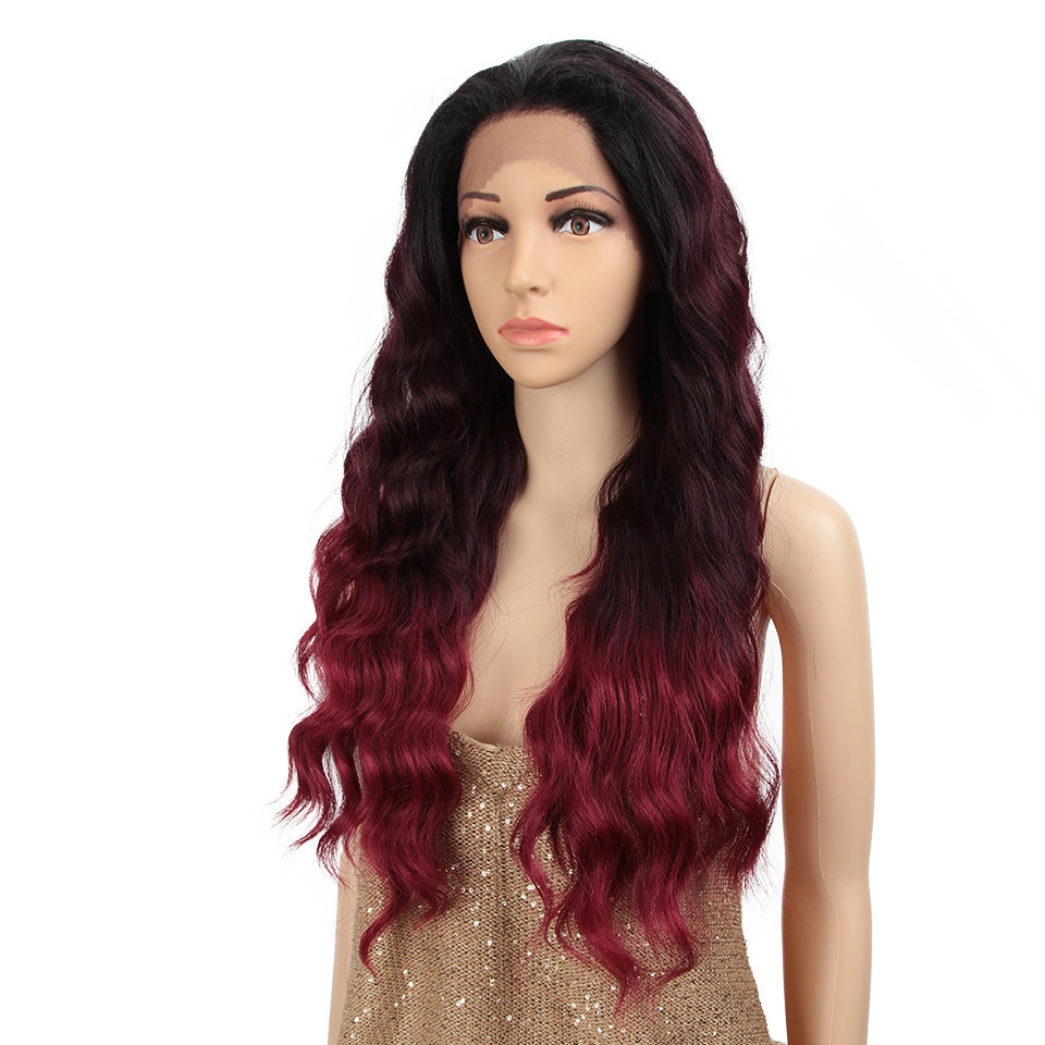 ombre color Long synthetic wig for black women lace frontal wig synthetic hair mix colored synthetic hair wigs