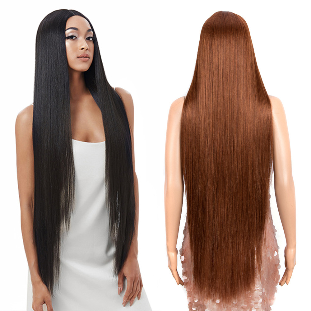 Lace Frontal Natural black Straight wig 40 Inch Lace Front Wigs High temperature resistance Synthetic hair Wigs For Black Woman