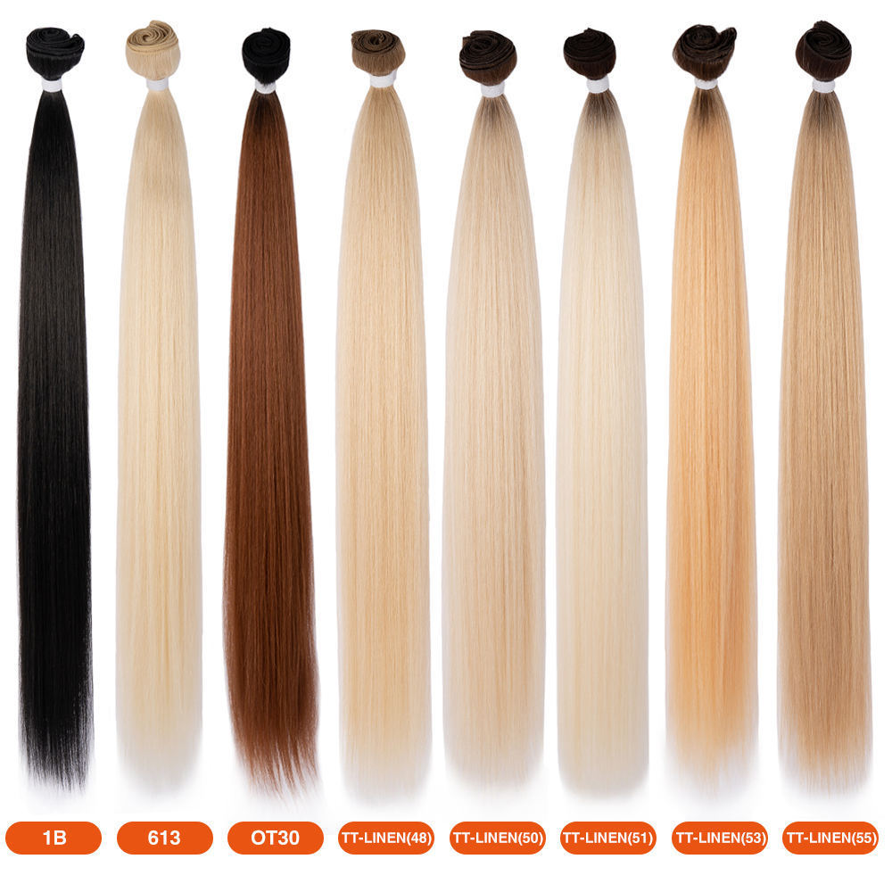 Rebecca heat resistant fibre long straight hair weaving with closure ombre full head pack wholesale synthetic hair extension