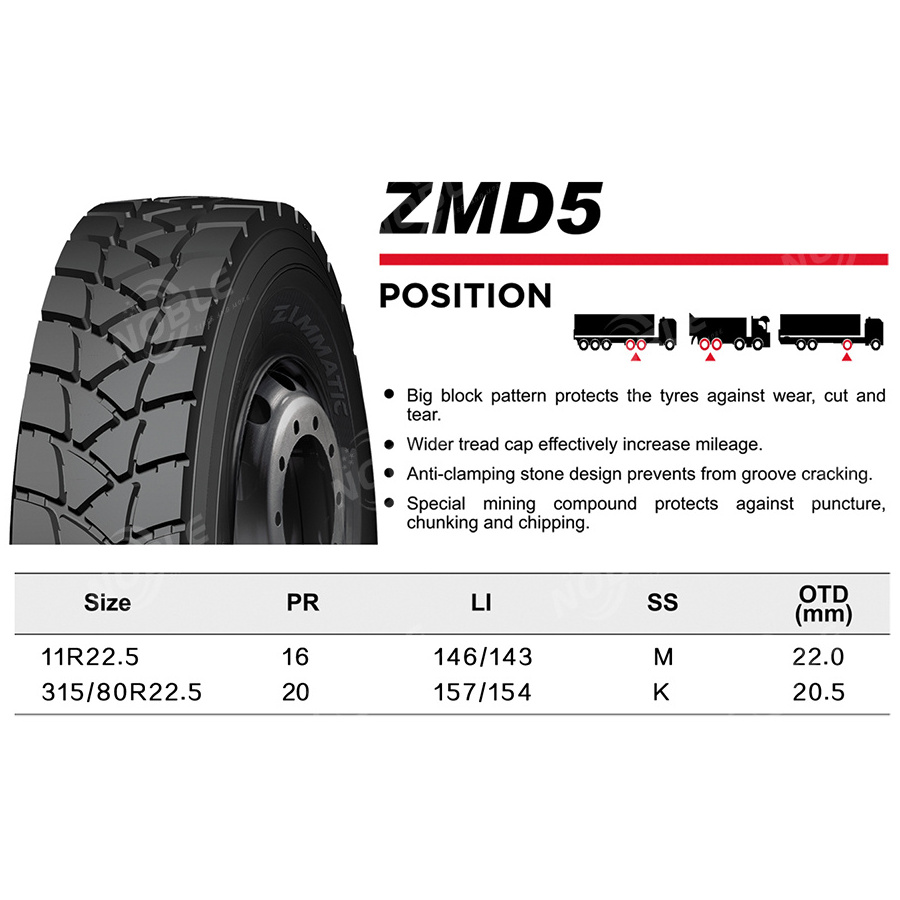 NOBLE truck tyre 315/80R22.5 11r22.5 ZMD5