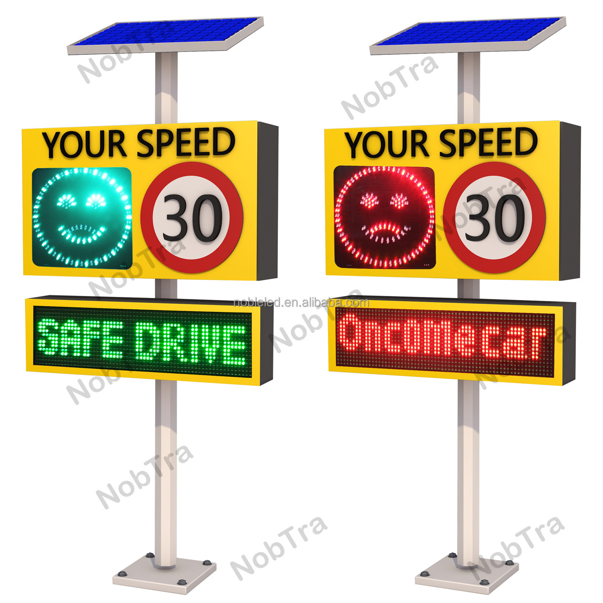 High Sensitiviity Vehicle Speed Feedback Sign with Speed Radar Detector Built in