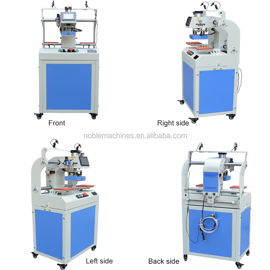 sublimation pneumatic PLC system digital printing double station label heat press machine for t shirt leather logo 15*15