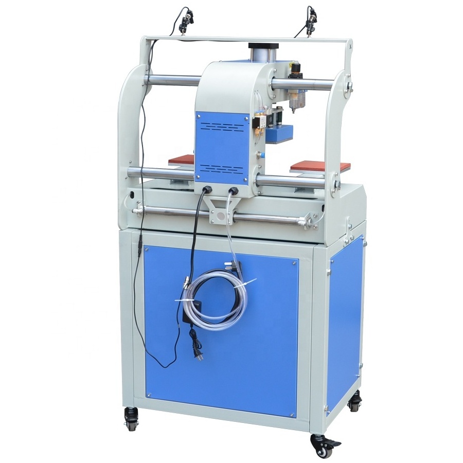 sublimation pneumatic PLC system digital printing double station label heat press machine for t shirt leather logo 15*15