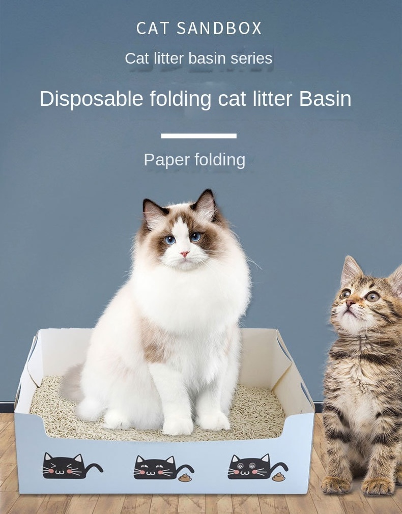 2023 New Environment-friendly Pulp Cat Litter Box Portable Travel Degradable Jumbo Disposable Cat Litter Box For Cats