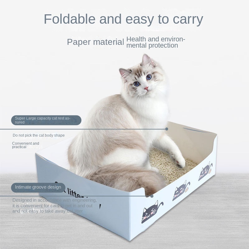 2023 New Environment-friendly Pulp Cat Litter Box Portable Travel Degradable Jumbo Disposable Cat Litter Box For Cats