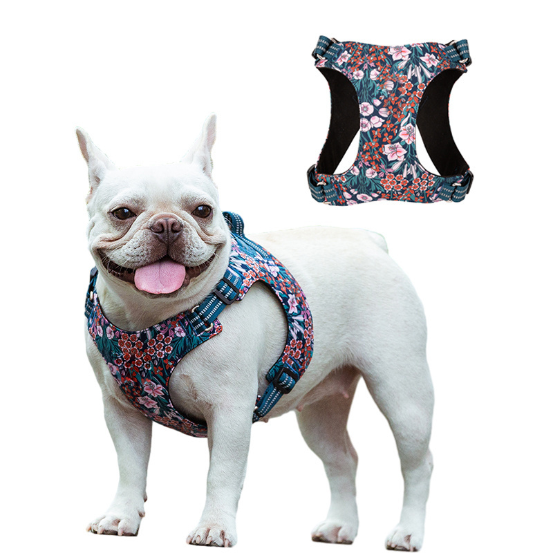 soft and comfortable neoprene animal print backpack with adjustable harness for pet dogs.