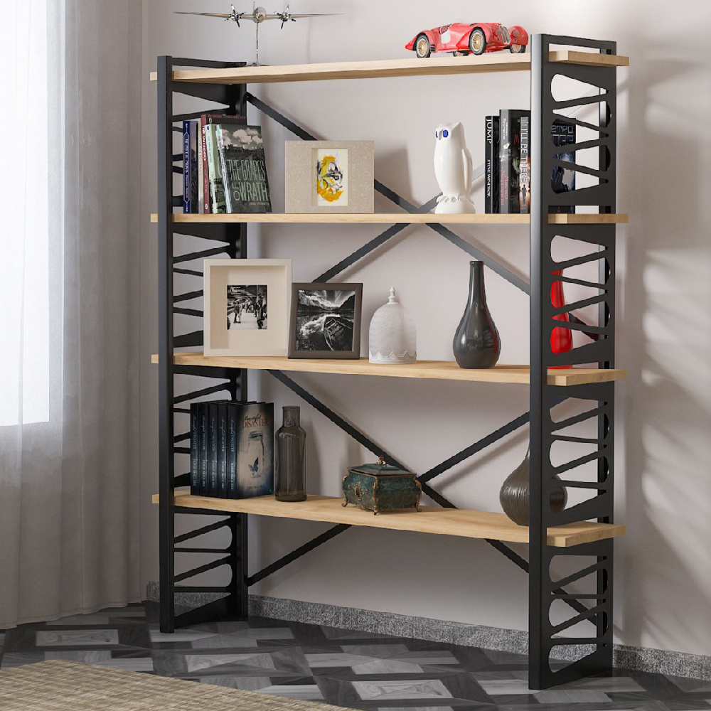 Metal & Wooden Living Room Home Furniture Bookcase - Shelf for Book - M76