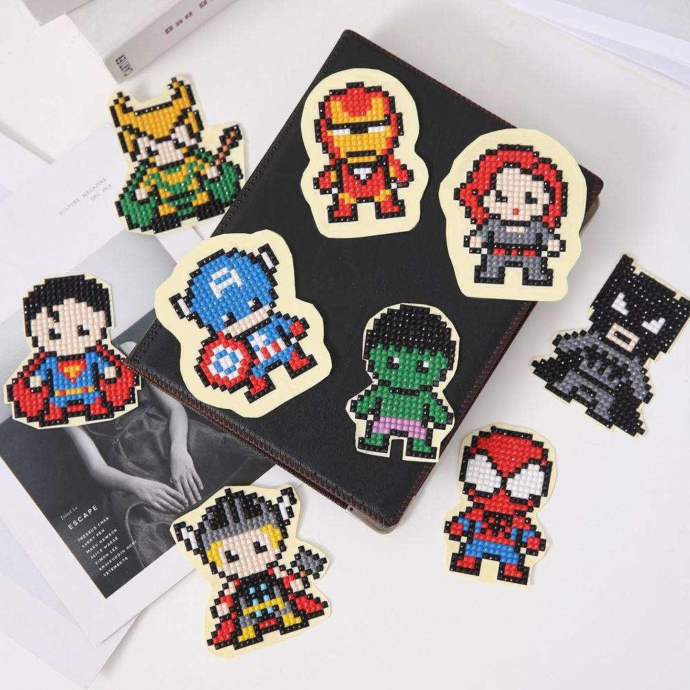 Cartoon Pattern Mini Diamond Mosaic Diy Sticker Painting Stick Glue For Phone Decor