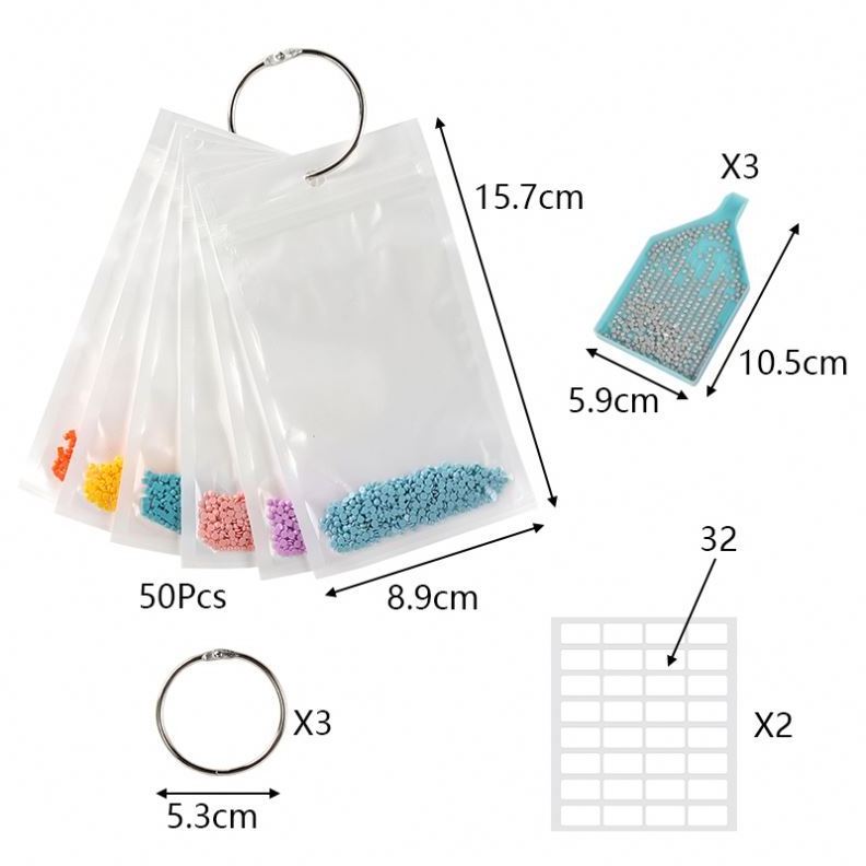 5D Diamond Painting Tools Ziplock Bag Tray Sticker Combination Kit For Diamond Art Crafts Point Drill Diamond Beads Storage