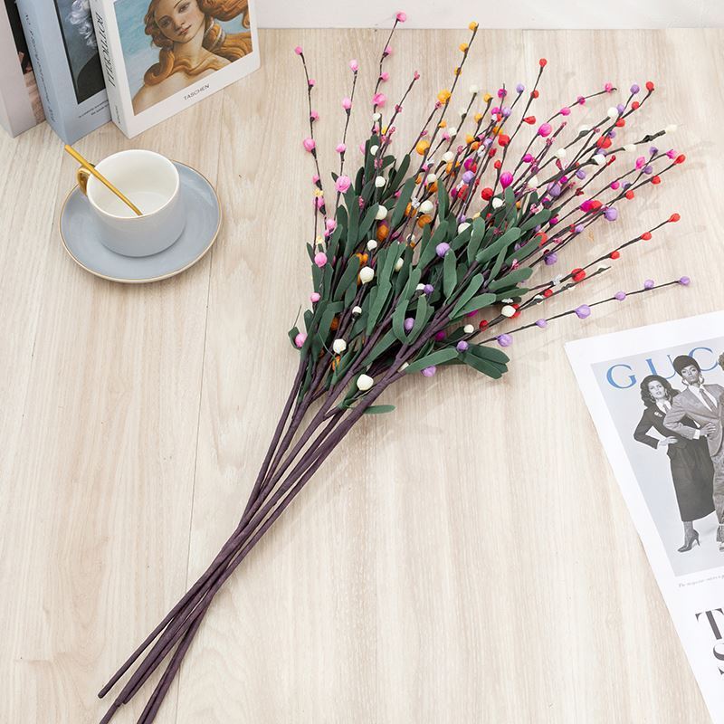 E227 Christmas Red Berry Twig Stem Artificial Burgundy Berry Picks for Christmas Tree Decorations Wedding Holiday Home Decor