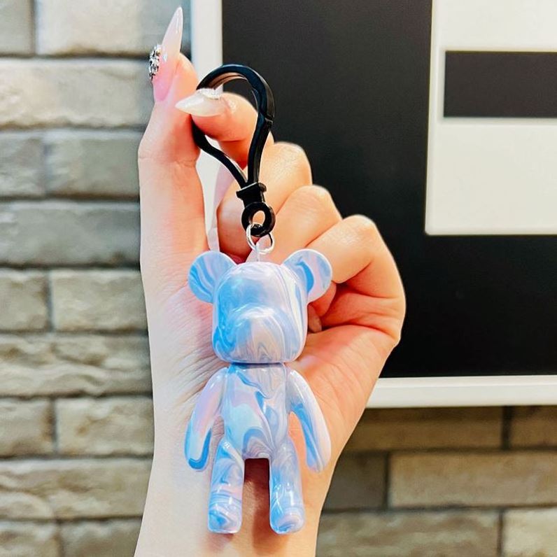 Diy Handmade Material Fluid Violent Bear Keychain Bag Pendant White Embryo Creative Key Chain Wholesale