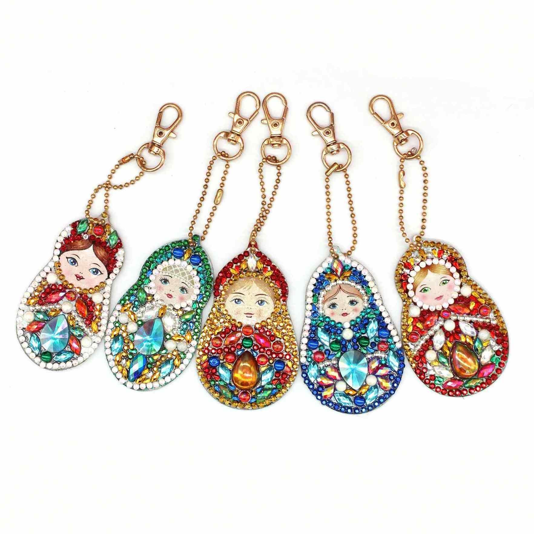 2024 New Arrival Design Russian Doll Keychain Diamond Painting Card Light Tool Full Drill Resin Artwork Birthday Gift YSK24