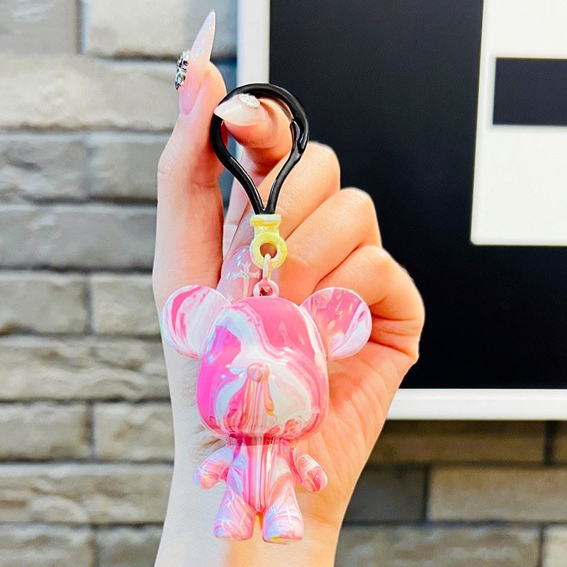 Diy Handmade Material Fluid Violent Bear Keychain Bag Pendant White Embryo Creative Key Chain Wholesale