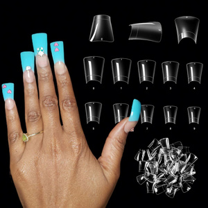 500Pcs New Trend Extension French Acrylic Half Cover Wide Clear False Nails Duck Feet Fake Nail Tips