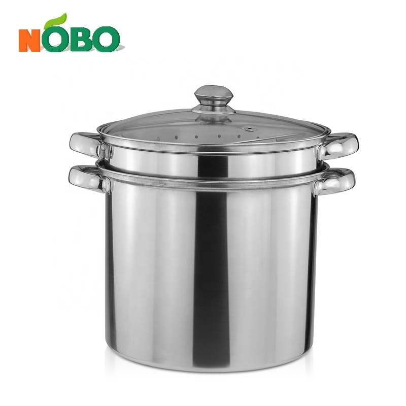 NOBO Manufacturer Multipots 4 Piece Steam Stock Pot Stainless Steel Pasta Cooking Pot with Strainer Insert