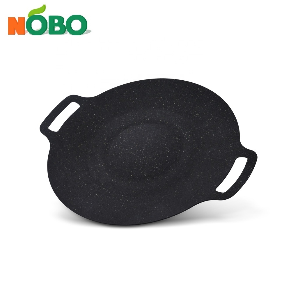 Multipurpose camping accessories outdoor roasting pan non stick cast iron griddle korean bbq grill pan