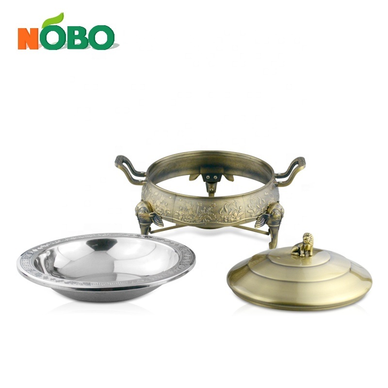 Luxury Decorative Copper Catering MINI Stove Stand Chafer Stainless Steel Round Buffet Food Warmer