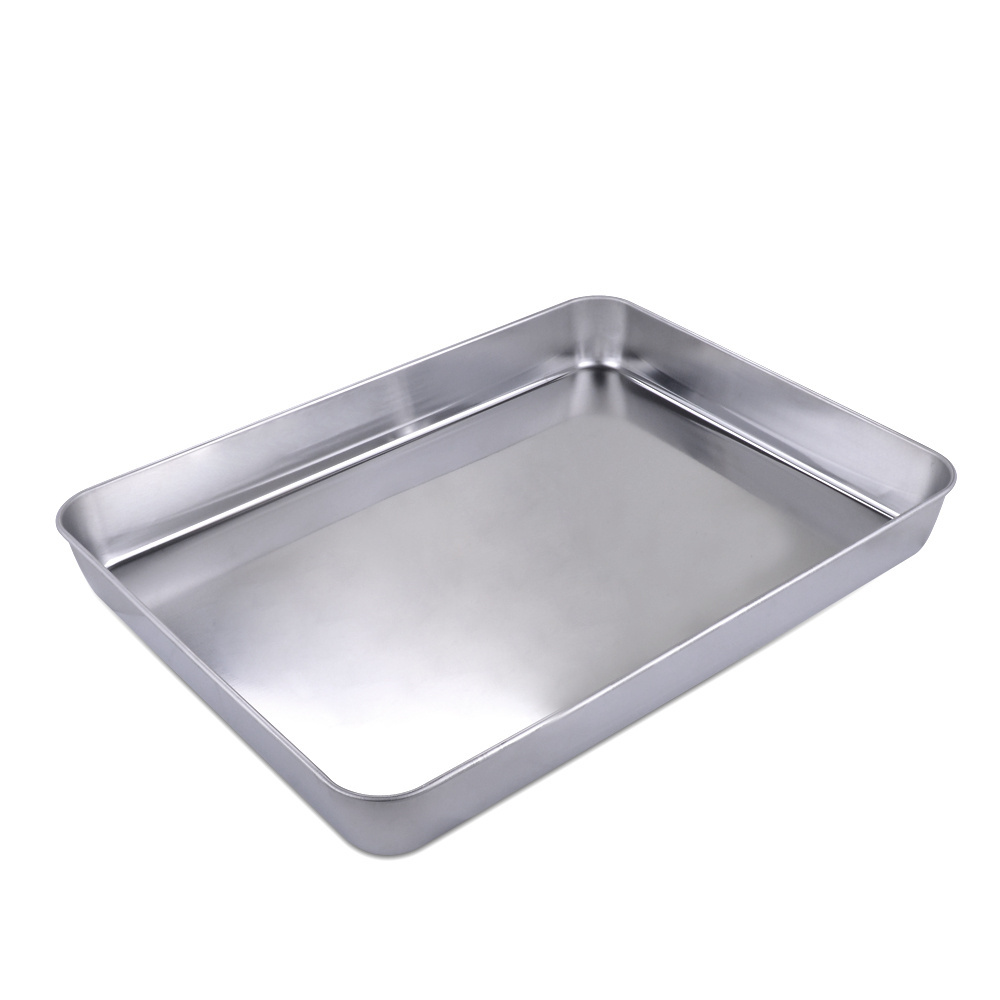 Custom rectangular deep cookie sheet bread pizza cake trays pan stainless steel baking tray for oven