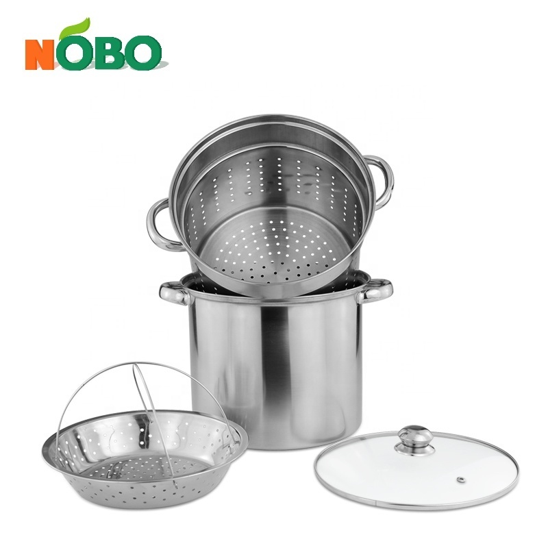 NOBO Manufacturer Multipots 4 Piece Steam Stock Pot Stainless Steel Pasta Cooking Pot with Strainer Insert