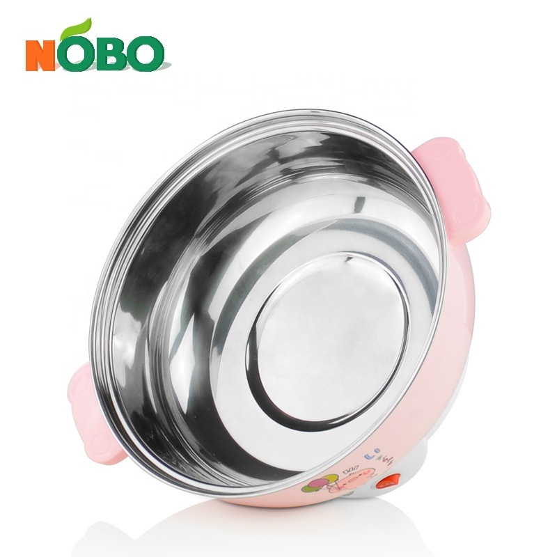 Portable Multifunction Colorful Mini Noodle Cooker Stainless Steel Electric Cooking Pot with Glass Lids