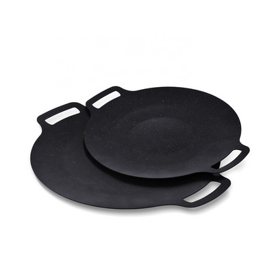 Multipurpose camping accessories outdoor roasting pan non stick cast iron griddle korean bbq grill pan