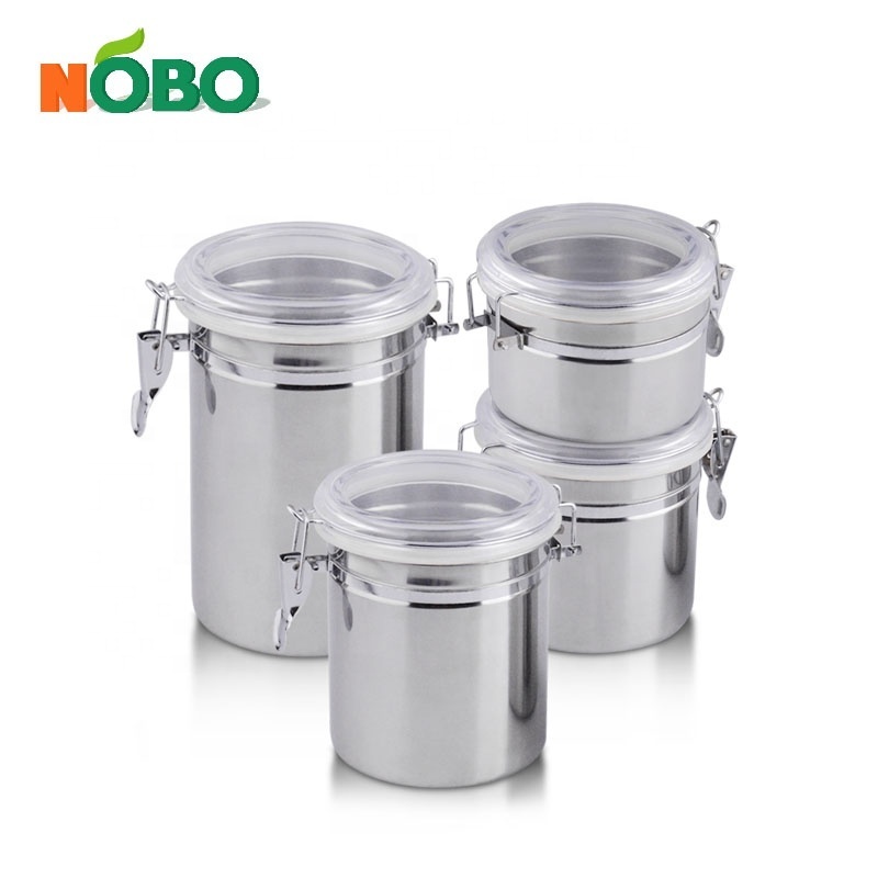 Bulk Hottest Lightweight Convenient Kitchen Seal Food Mason Jar Stainless Steel Storage Jar with Lids