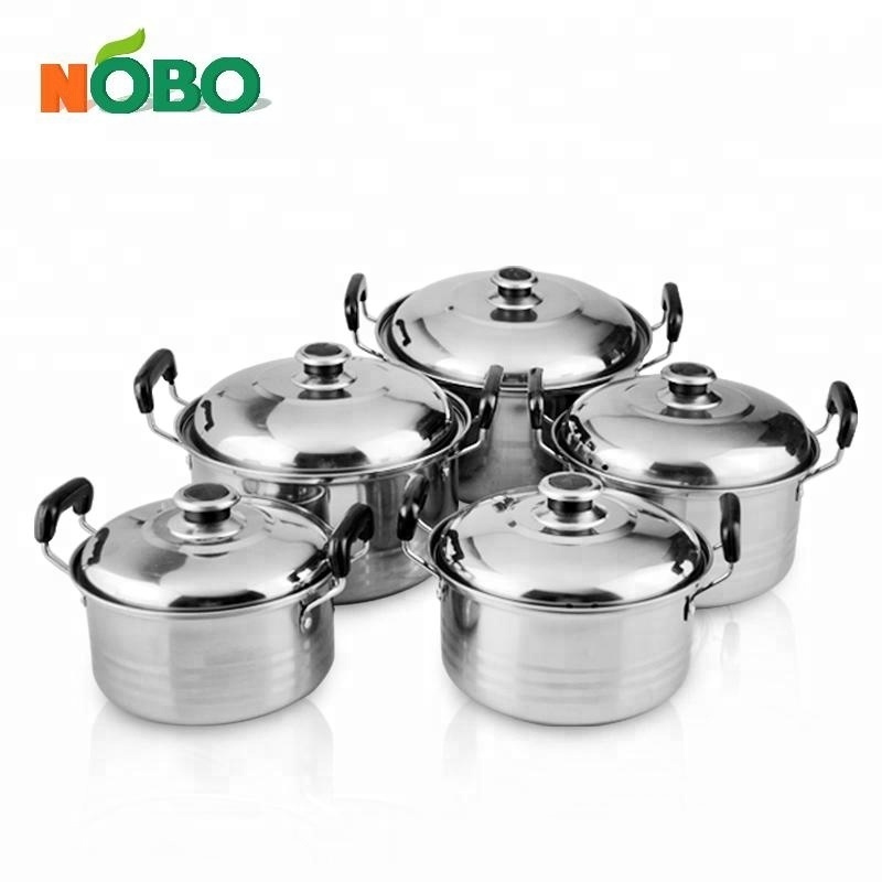 10pcs stainless steel stock pot set casserole cooking pot with pot handle