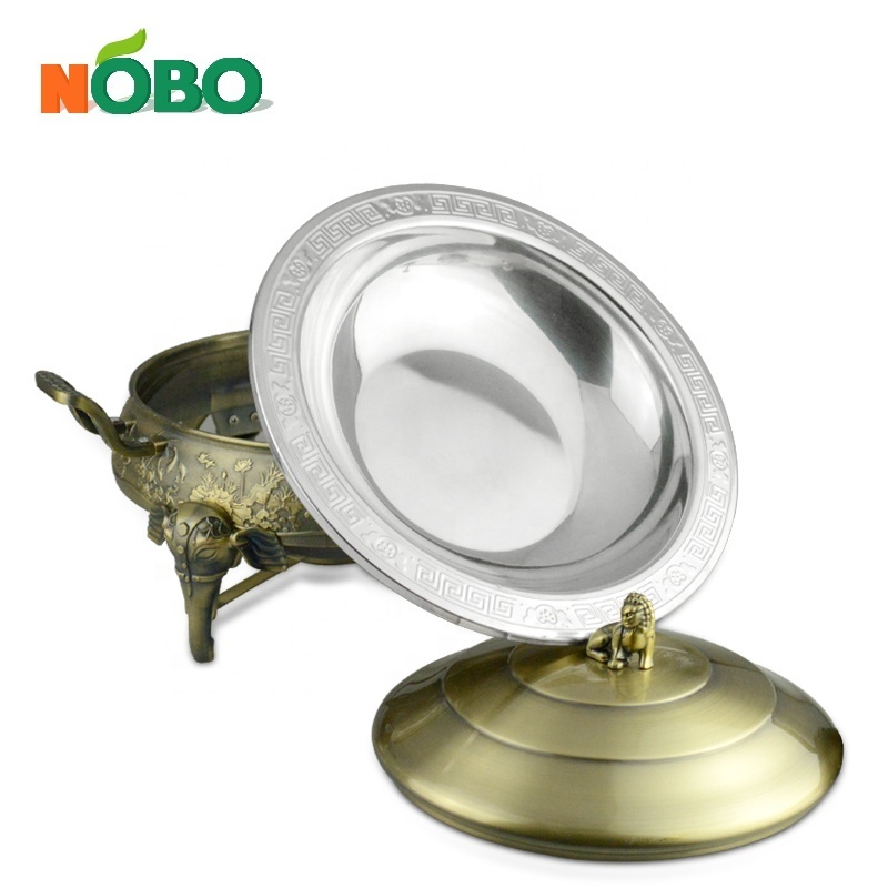 Luxury Decorative Copper Catering MINI Stove Stand Chafer Stainless Steel Round Buffet Food Warmer