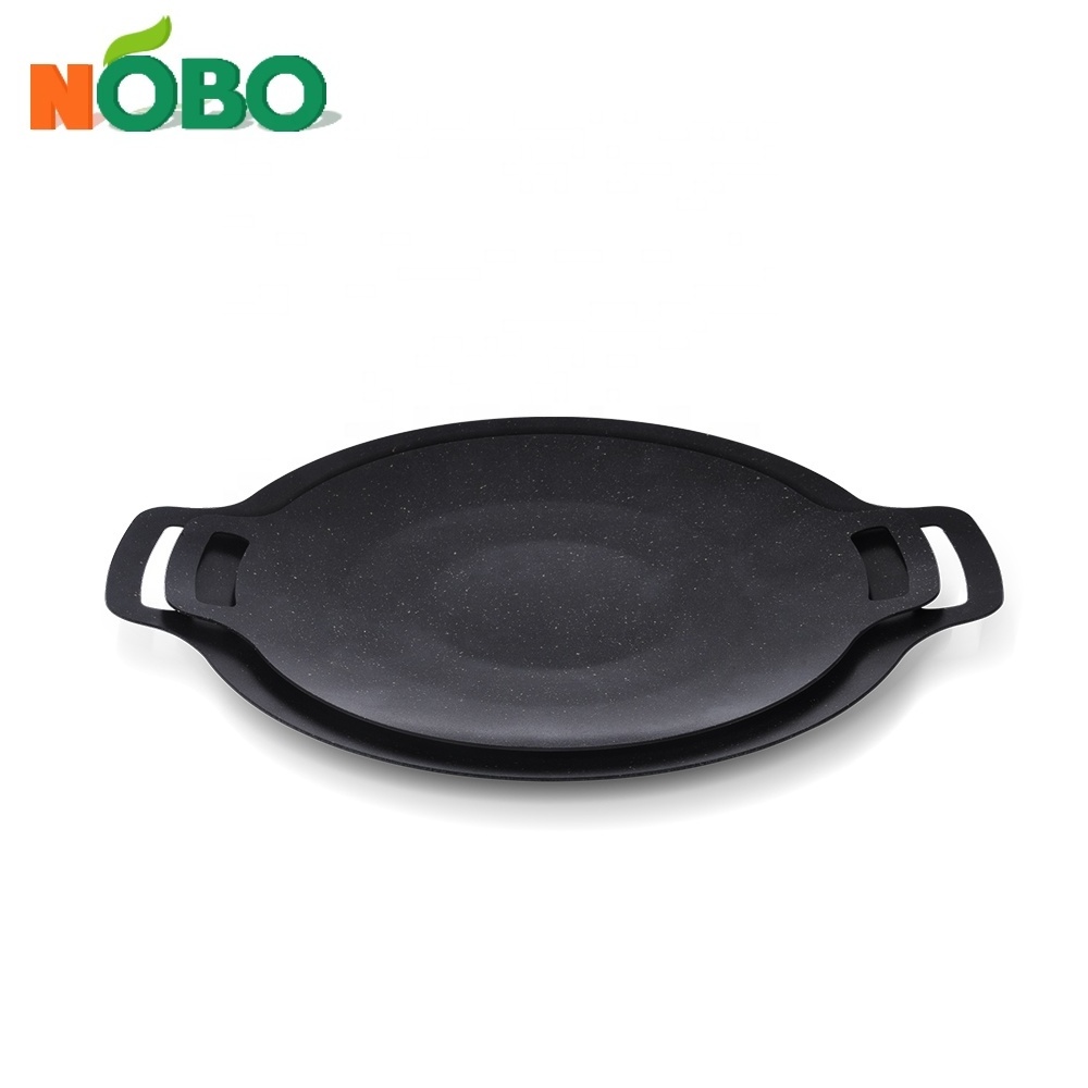 Multipurpose camping accessories outdoor roasting pan non stick cast iron griddle korean bbq grill pan