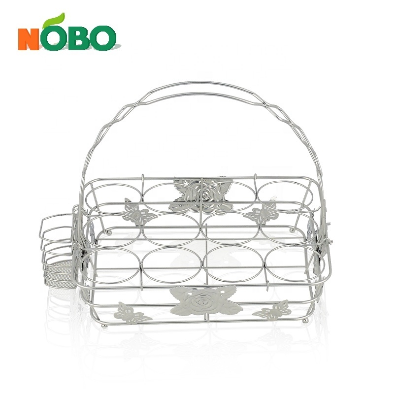 Household wire mesh serving metal storage basket stainless steel basket tray