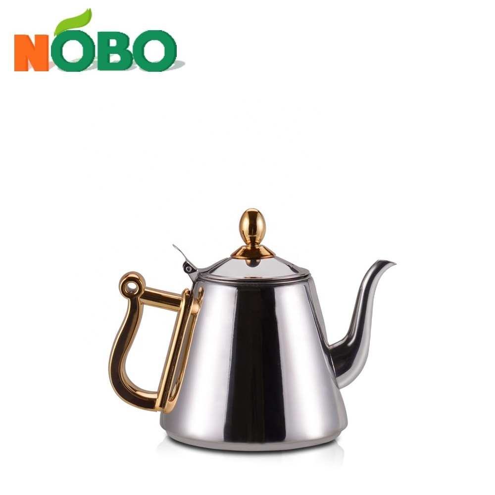 Modern luxury 1.2l stainless steel tea pot filter metal tea pots for restaurants