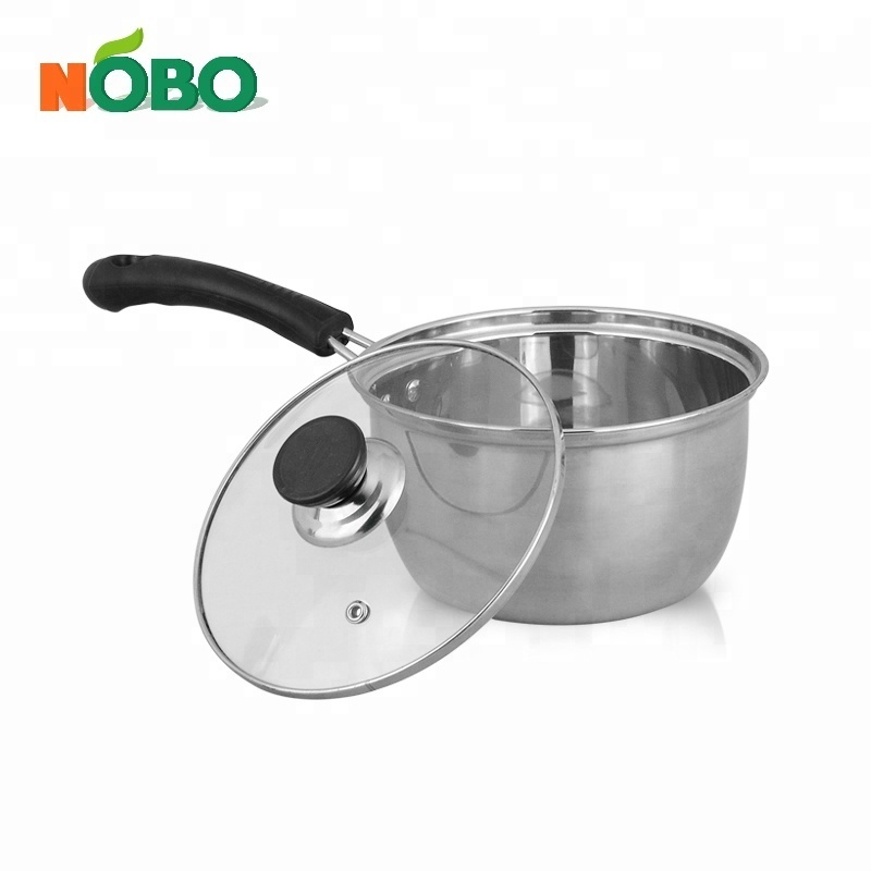 High Quality Industrial Cooking Pot With Tempered Glass Lid Stainless Steel Saucepan Set