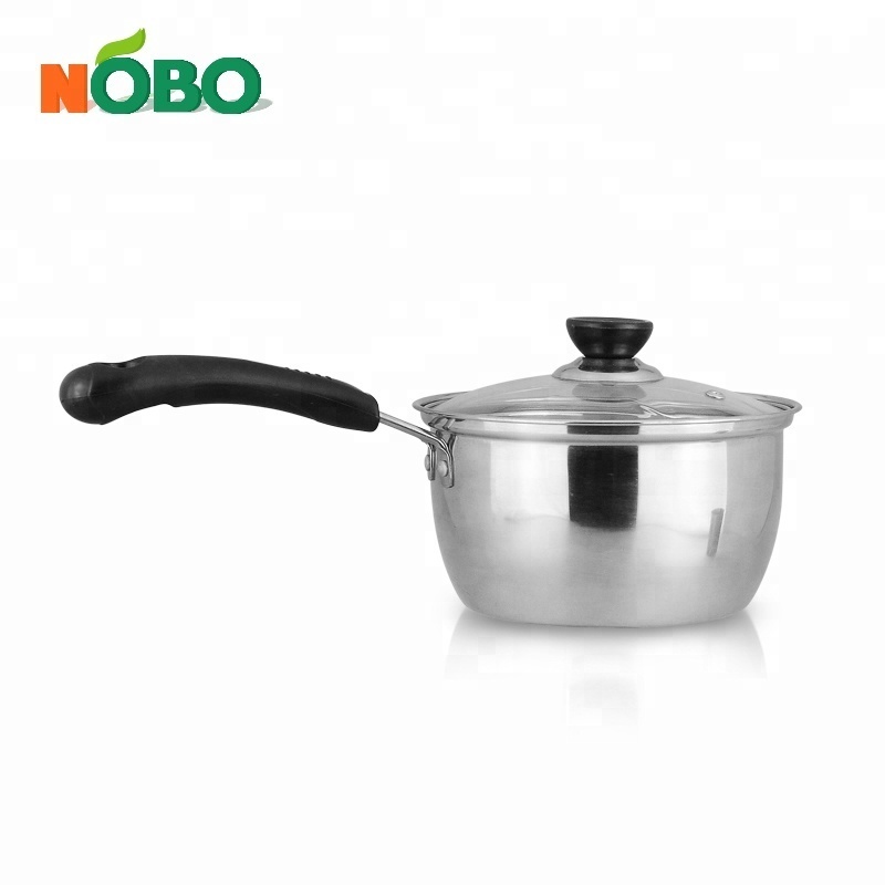 High Quality Industrial Cooking Pot With Tempered Glass Lid Stainless Steel Saucepan Set