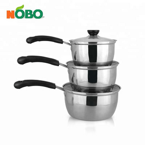 High Quality Industrial Cooking Pot With Tempered Glass Lid Stainless Steel Saucepan Set