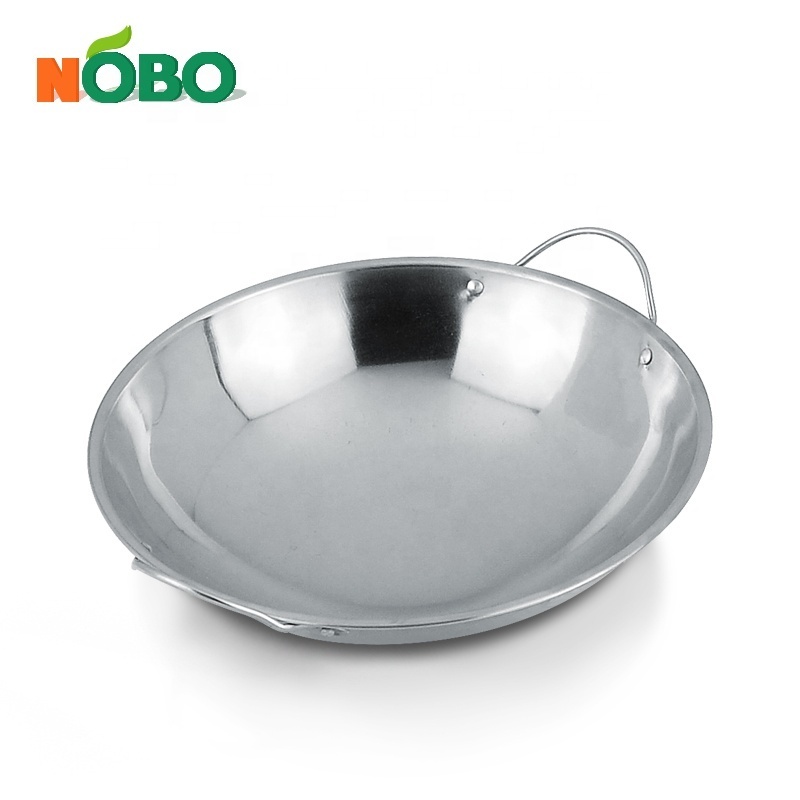 Chinese Stainless Steel Gas Cooker Industrial Thickened Wok with Double Handle