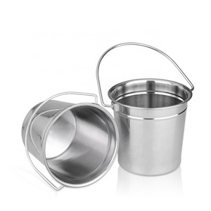 Feeding Pail with Handles Rodent-proof Multifunction Stainless Steel Food Metal Flat Sided Animal Water 14cm/16cm 210g/290g NOBO