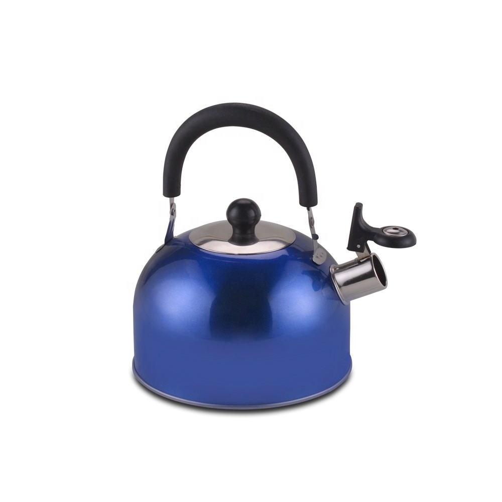 Portable Camp Custom Color Stainless Steel Whistling Stovetop Tea Kettle with Cool Grip Handle