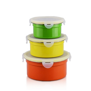 Colorized stainless steel refrigerator food preservation food storage box container with lid